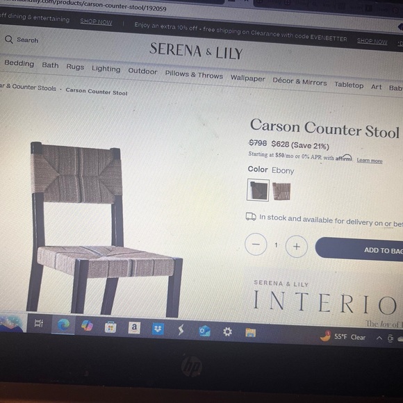 Serena & Lily Carson Counter Stools. 3 stools - Picture 3 of 3